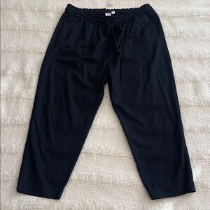 Gap casual black pull-on drapey Pants Tie elastic waist pockets womens L nwts